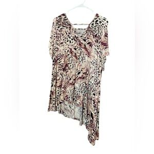 Jennifer Lopez Short Sleeve Animal Print Blouse Size 1X